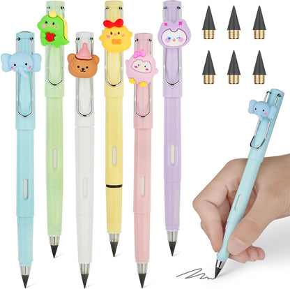 Ainiv Inkless Pencil with Eraser - 5 Sets Infinity Pencil, Reusable with Extra 5 Eraser & 5 Replaceable Nibs for Home, Office & School Writing, Drawing