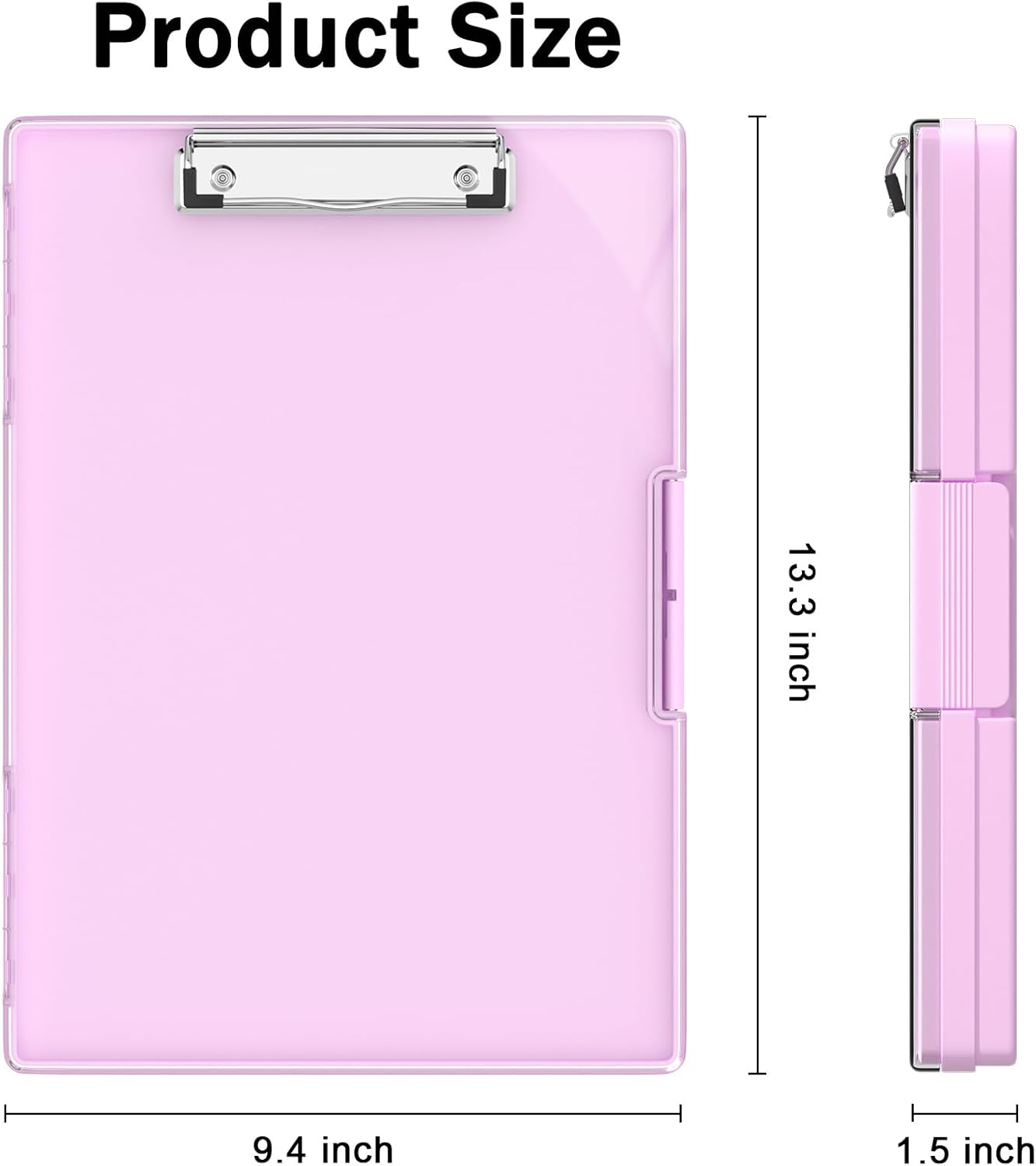 Rimilak Plastic Clipboard with Storage, Side Opening with 2 Compartment, Size 13.3 x 9.4 x 1.5 Heavy Duty High Capacity Nursing Box for Work School & Office Supplies, Black