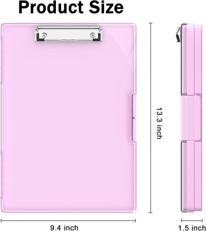 Rimilak Plastic Clipboard with Storage, Side Opening with 2 Compartment, Size 13.3 x 9.4 x 1.5 Heavy Duty High Capacity Nursing Box for Work School & Office Supplies, Black