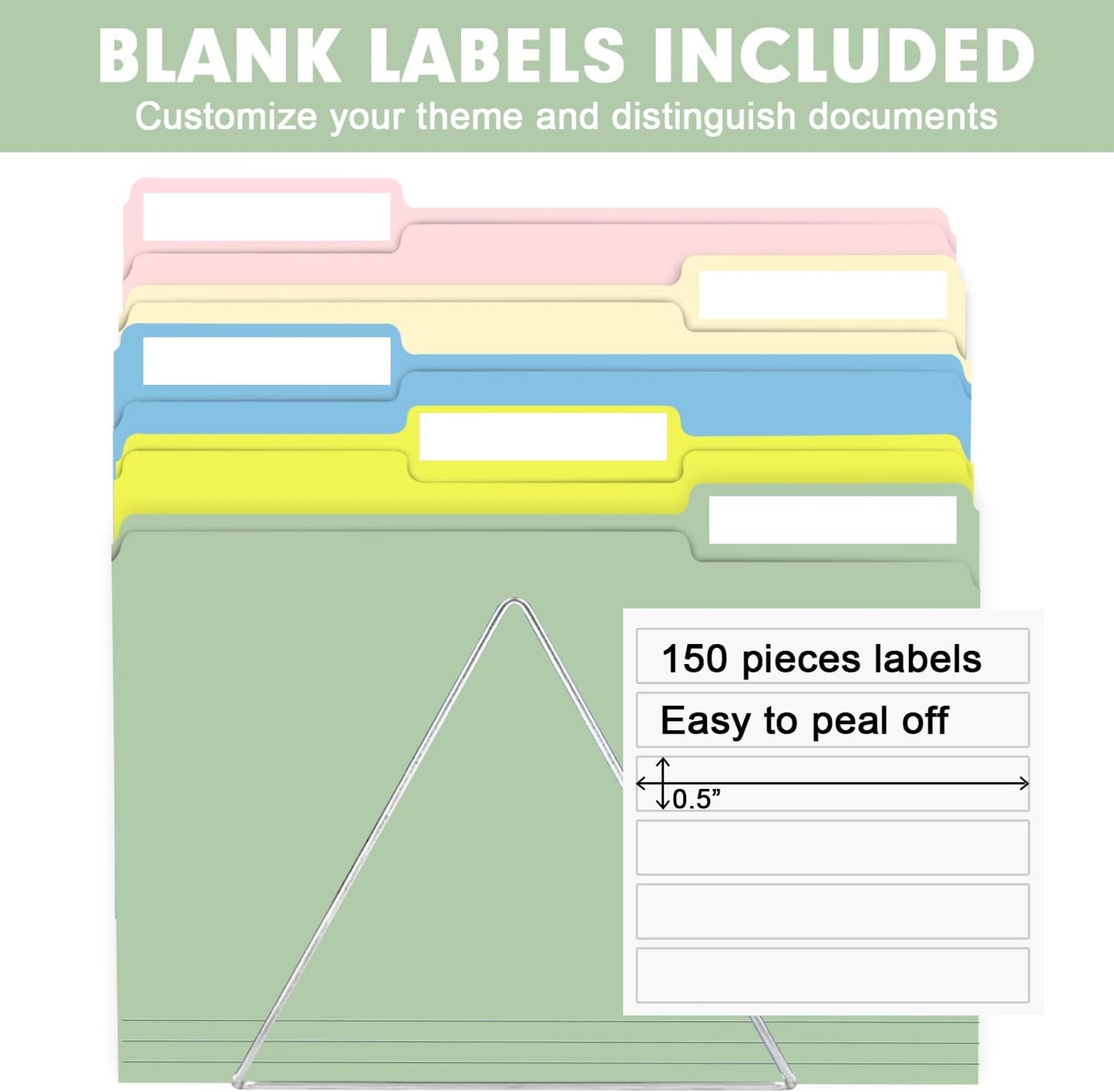File Folder, RAZCC 150 Pack 1/3 Cut Tab File Folders Letter Size, Manila Folders, Folders with Tab, Great for Organizing and Easy File Storage