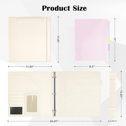 Ospelelf Glitter Leather Clipboard Binder 1 Inch, Magnetic Clipboard Folio Organizer with 5 Pocket Dividers & Zipper Pouch, Cute 3 Ring Document Organizer Binder for Office, Glitter Pink