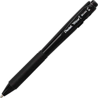 Pentel Wow! Retractable Ballpoint Pen, (1.4mm), Bold Line, Black Ink, Pack of 8 (BK444BP8A)