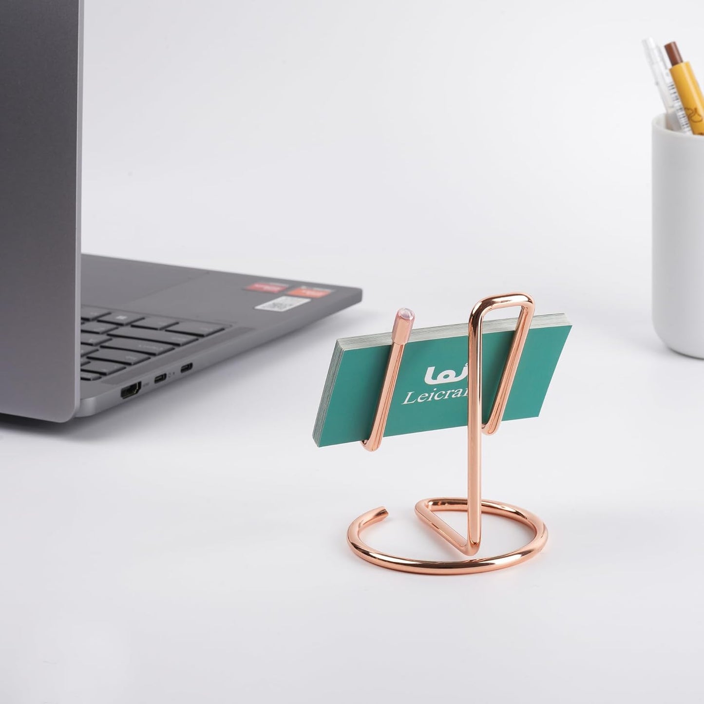 Business Card Holder for Desk, Cute Metal Card Organizers and Office Desk Accessories for Men and Women (Golden)