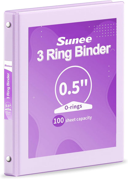 SUNEE 3 Ring Binder 3 Inch 1 Pack, Clear View Binder Three Ring PVC-Free (Fit 8.5x11 Inches) for School or Office Supplies, Pink