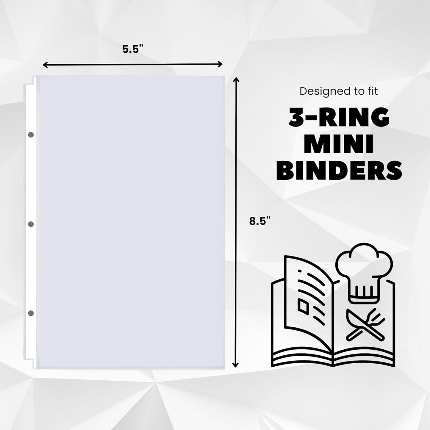 Office Werks Heavyweight Clear Mini Sheet Protectors Holds 5.5 x 8.5 Inches Sheets, Fits a 3-Ring Binder, Crystal Clear, Acid-Free, Archival Safe with Reinforced Holes, Top Loading (200 Pack)