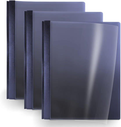 Binditek 10 Pack Heavy-Duty Clear Front Report Covers with 3 Prongs, 100-Sheet Capacity, Plastic Report Folder with Black Back Covers, 3 Metal Prongs Fasteners, for Letter Size, Office Supplies