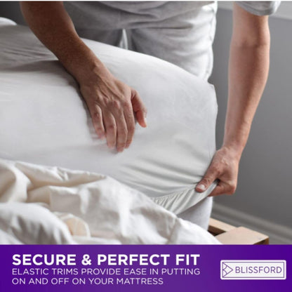 BLISSFORD Queen Plastic Mattress Protector - Heavy Duty, Fitted Vinyl - Plastic Mattress Cover, Rubber Sheets for Bedwetting Adult or Child, 100% Waterproof Fitted Sheet Queen