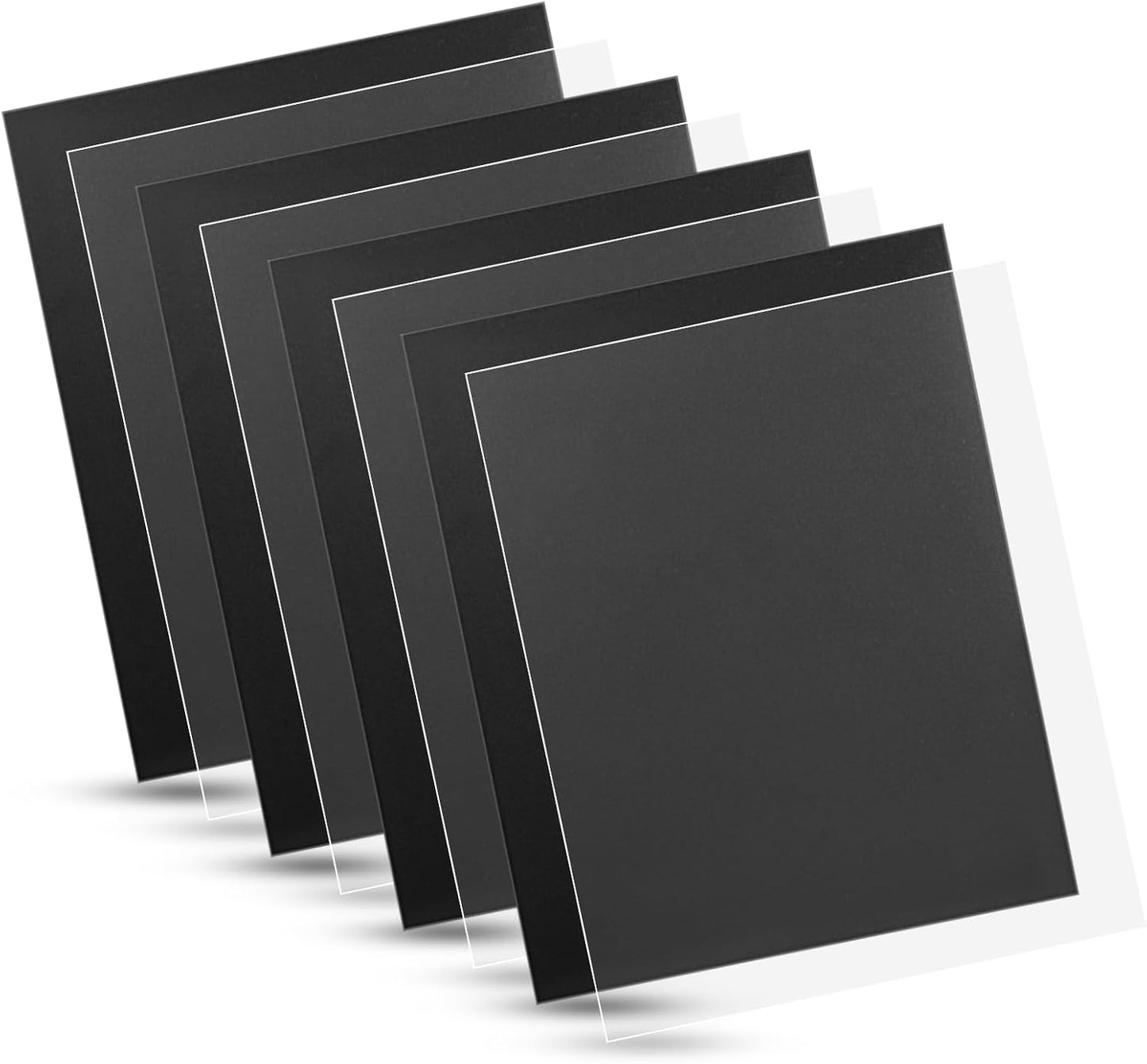 HOUYEE 120 Pack Binding Covers and Backs Set, 8.5x11 Inches, Including 60 Pcs 10 Mil Clear Binding Covers, 60 Pcs 12 Mil Black Plastic Sand Texture Polycovers, Letter Size