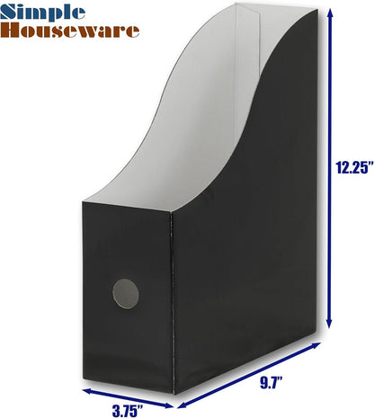 Simple Houseware 6-Pack Magazine File Holder Box, Foldable Cardboard Organizer, White