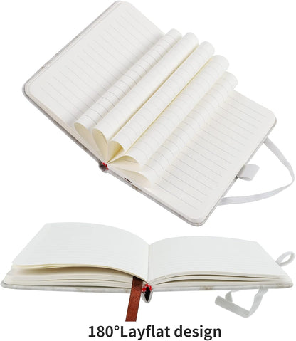 2Pack Pocket Notebook Small Notebook Journal Notebook 4 inches x 5.7 inches 200 Pages Leather Cover With Pen Holder Page Marker Ribbons(Black)