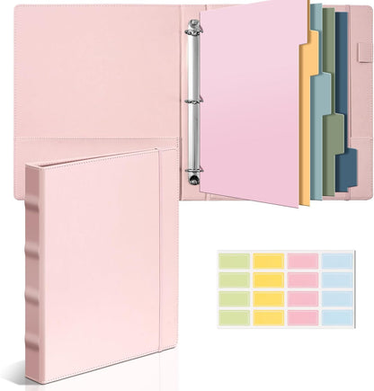 Aesthetic 3 Ring Binder 1 Inch Cute Three Round Rings Binders with Dividers Suitable for 8.5 x 11 Letter Size Paper Loose Leaf Binder with 2 Pockets for School Work