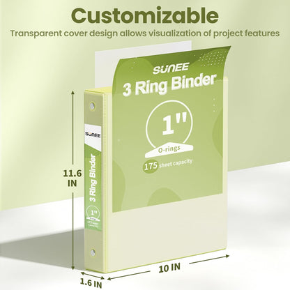 SUNEE 3 Ring Binder 3 Inch 2 Pack, Clear View Binder Three Ring PVC-Free (Fit 8.5x11 Inches) for School or Office Supplies, Pink
