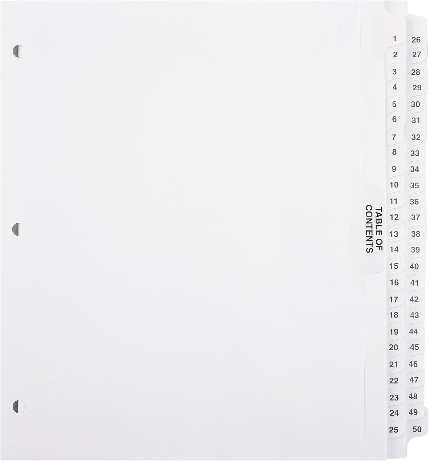 Exhibitindexes® Numbered Dividers 1-50 Punched - AVE Style Bold Tabs - Side Collated Exhibit Tabs - Made in The USA | Letter Size - 1-50 - Sets