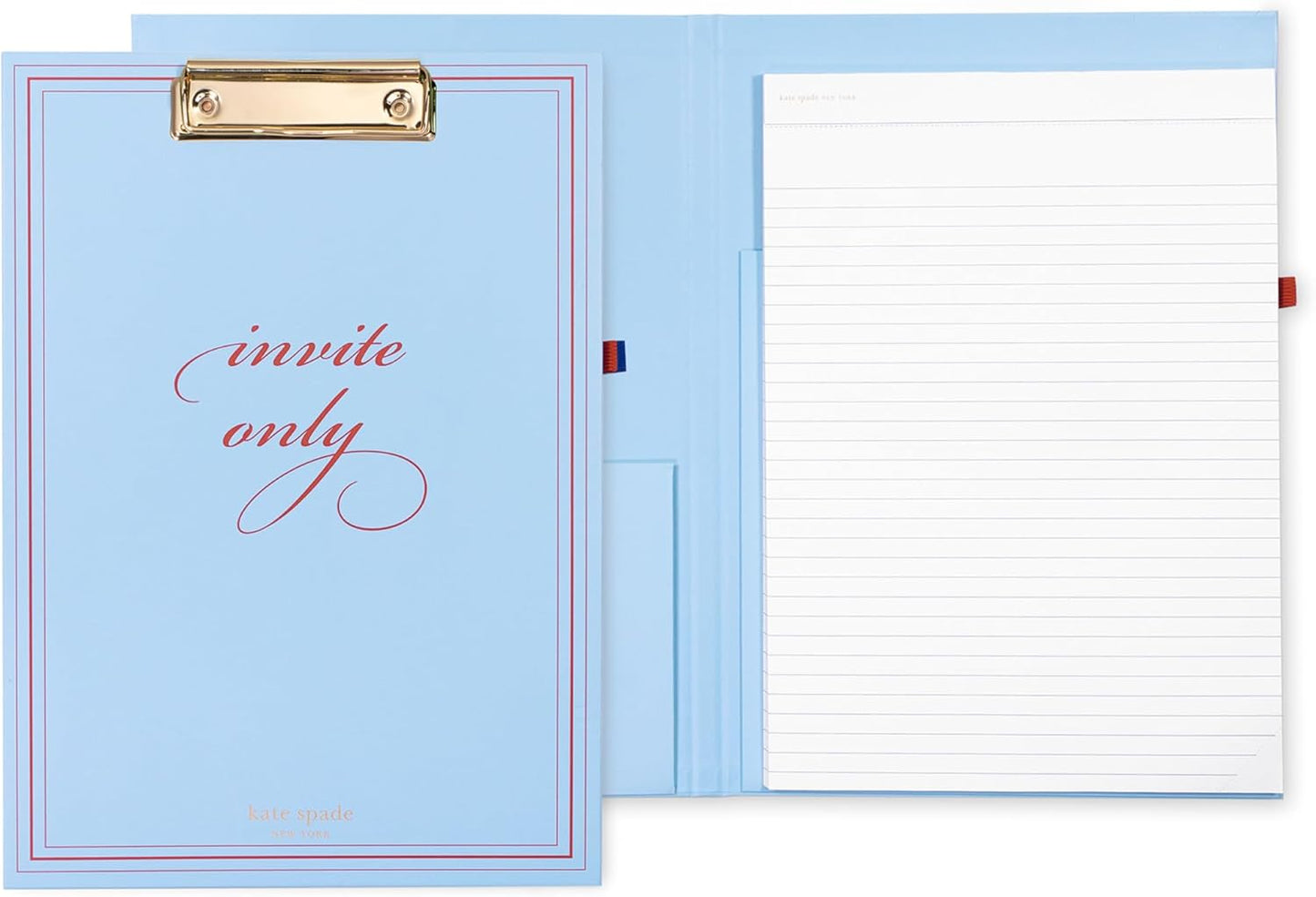 Kate Spade New York Clipboard Folio with Low Profile Clip, Black Professional Padfolio Includes Lined Notepad, Pen Loop, and Pocket, Polka Dots
