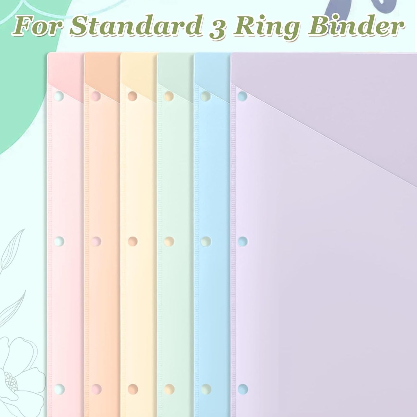 Epakh 12 Pcs Binder Dividers for 3 Rings Binders Index Dividers with Two Clear Pockets Plastics Sheets Protectors with Tab Labels for School Office Organization (Morandi)