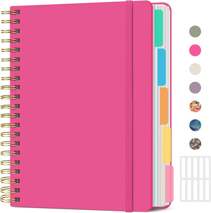 Hardcover Spiral Journal Notebooks for Work With Removable Dividers & Tabs, 8.5"x11" 5 Subject Notebook for Note Taking & Organizer, A4 College Ruled Lined Journal for Women & Writing, Aquamarine, 280 Pages
