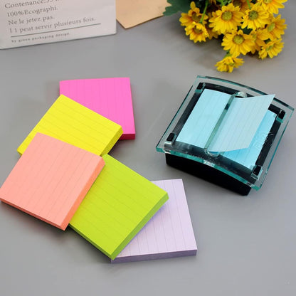ZYTIN Pop Up Sticky Notes Lined 3x3 inch, Easy to Post Sticky Notes with Lines, 600 Sheet, Pink Purple Blue Yellow Green Orange Color, Office Accessories