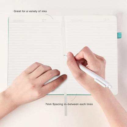 Deziliao Lined Journal Notebooks with Pen Loop, Hardcover Notebook Journal for Work, 100Gsm Premium Thick Paper with Inner Pocket, Medium 5.7"x8.4", （Black, Ruled）
