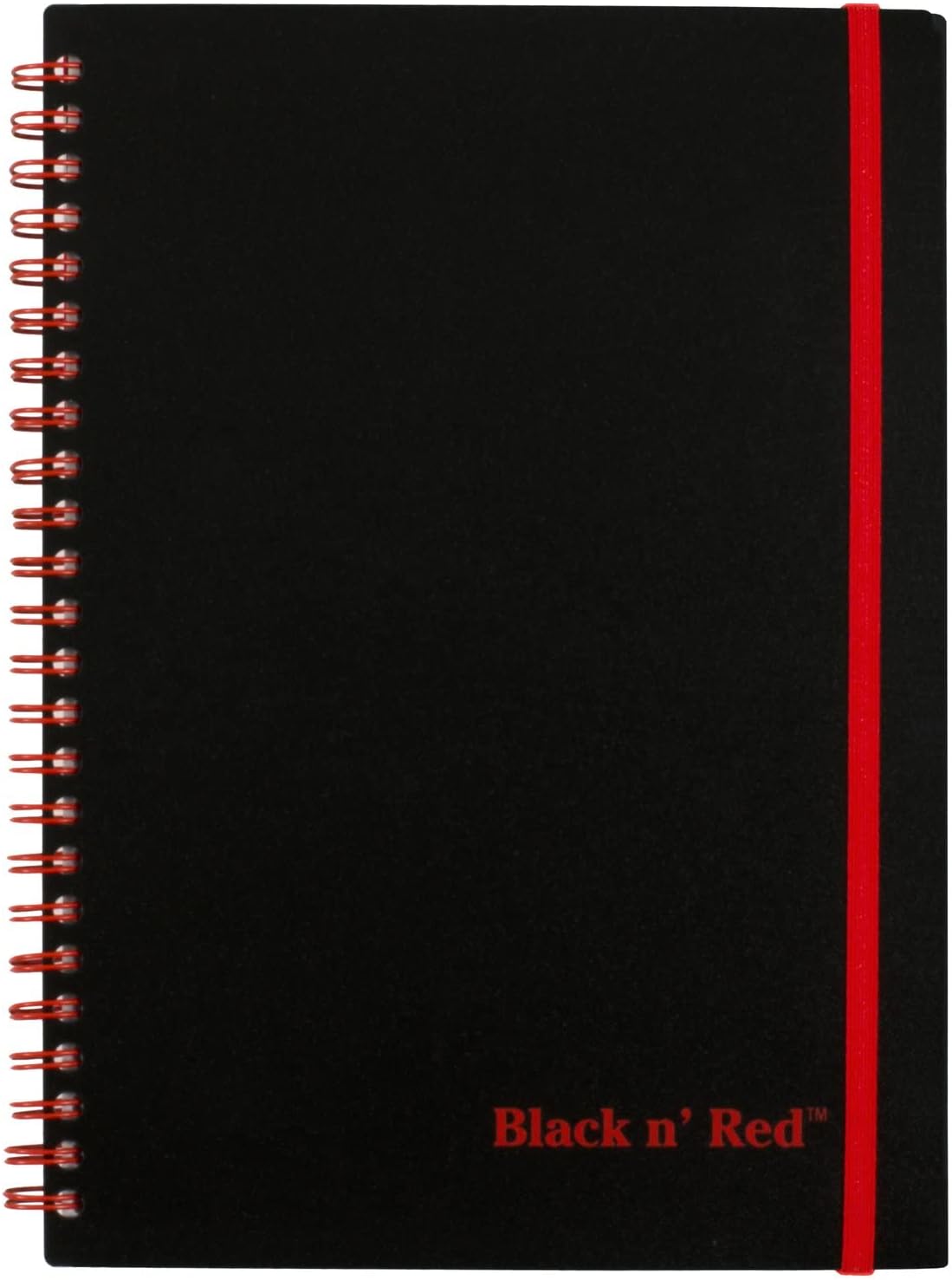 Black n' Red Notebook, Business Journal, 11" x 8", 70 Sheets, Ruled, Optik Paper, Scribzee App, Flexible Poly Cover, Wirebound, Black (K67030)