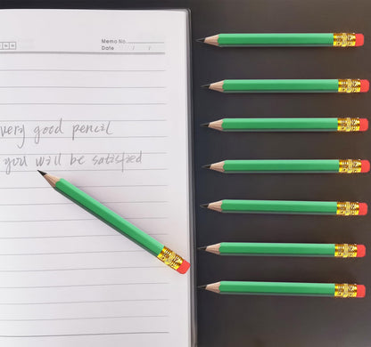 Adhere 25pcs Golf Pencils with Eraser Pre sharpened Hexagon half Wooden Pencils Graphite 2B for Golf Event Scoring,Classroom,Wedding,Company Meetings,Pew, Pocket (Nature)