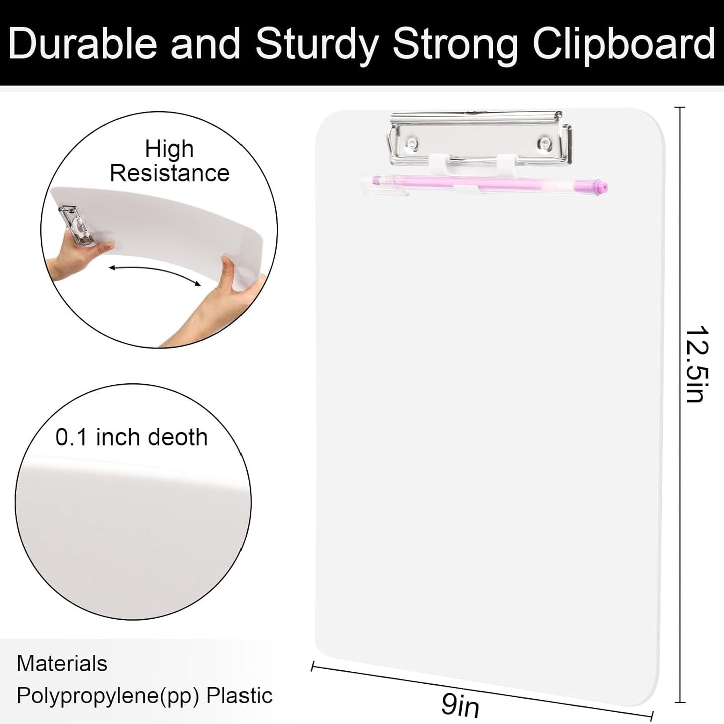 SFLHHDM 1 Pcs Clear Glitter Clipboards, Plastic Clipboard with Pen Holder, Size 8.85 x 12.4 in Shiny Clipboards with Low Profile Clip, Cute Hanging Clipboard for Office School Sparkly Clip Board-Pink