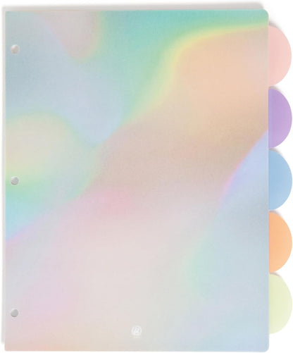 U Brands 5 Tab Poly Plastic Binder Dividers for 3 Ring Binder, 11" x 9.2", Lucent Dreams Pastels, Letter Size, Office Supplies