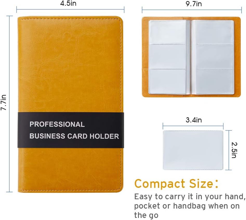 Sooez Leather Professional Business Card Book Holder Organizer, 240 Capacity Credit Card Booklet, PU Name Cards Holder Storage File for Men Women, 7.7 x 4.5 Inch, Black