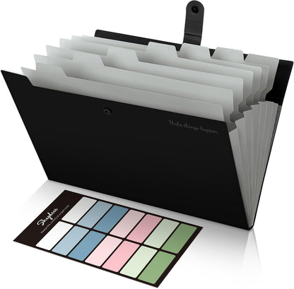 SKYDUE Expanding File Organizer with 8 Pockets, Accordion File Folders with Labels, Portable Document Paper Bill Receipt Organizer, Home College School Office Supplies, Letter Size, Blue