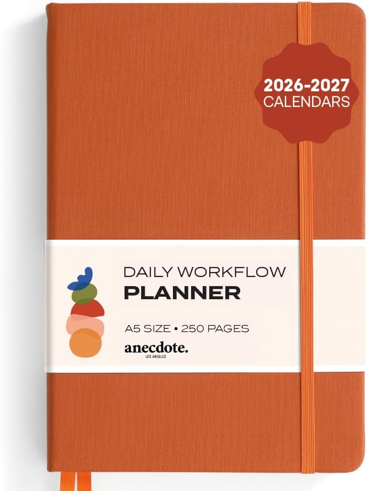 Anecdote Daily Planner w/ 2026-2027 Calendar | Start Anytime 26 Weeks Undated | 1 Page per Day | 8.5" x 5.2" | Hardcover To-Do List Organizer, Plan Your Success, Achieve Productivity Goals (Evergreen)