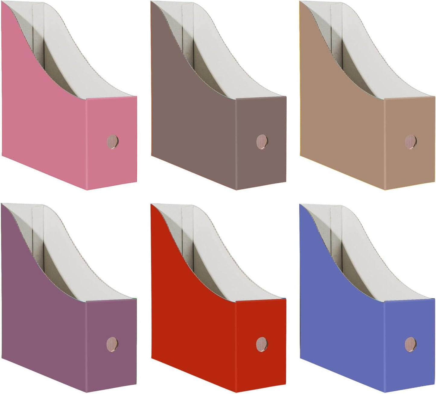 Limitliho 6 Pack Cardboard Magazine Holder for Desk, Book Bins for Classroom Library,Office,Home, 10.6" H x 10.2" L x 3.5" W in Magazine File Holder (Elegant color)