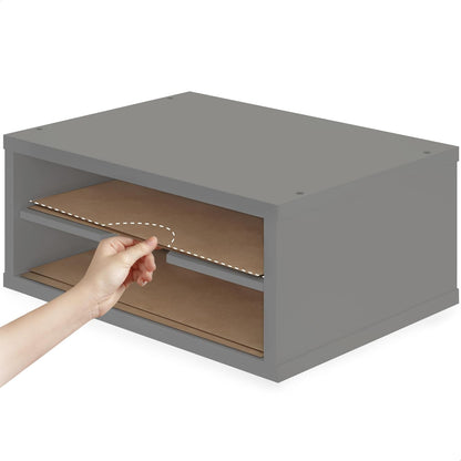 Ballucci File Organizer, 4-Tier Office Desk Organizer, Open Top Wood Paper Organizer for Classroom, Desktop Mail Sorter Paper Tray, Black