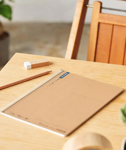 Maruman Spiral Note Basic Lined Notebook- A4, 11.69" x 8.98", 80 Sheets / 160 Pages, 6.5mm Narrow Ruled Journal, Perforated Pages & Wire-Bound to Lay Flat, Sturdy Kraft Cover, Made in Japan