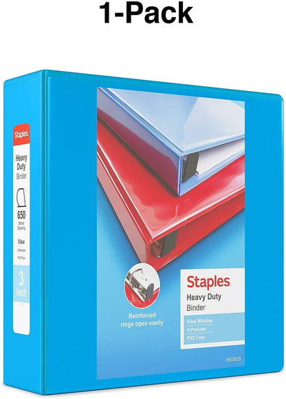 Staples Heavy-Duty 2-Inch D-Ring View Binder, Reinforced Spine, Holds Up to 450 Sheets, Gray, for Office & School