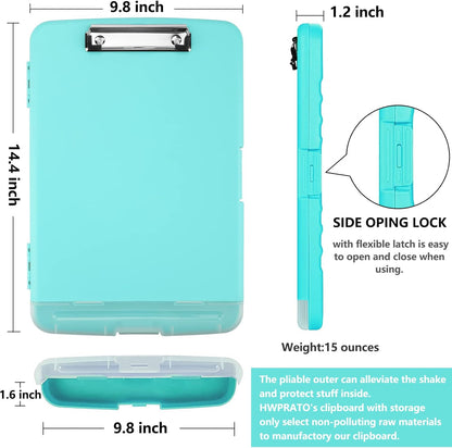 HWPRATO Clipboards Organizer Clipboard with Storage Nursing Clipboard Foldable File Folder Plastic Folio with Storage Case for Teacher,Kids,Doctor,Offices (Retro Blue)