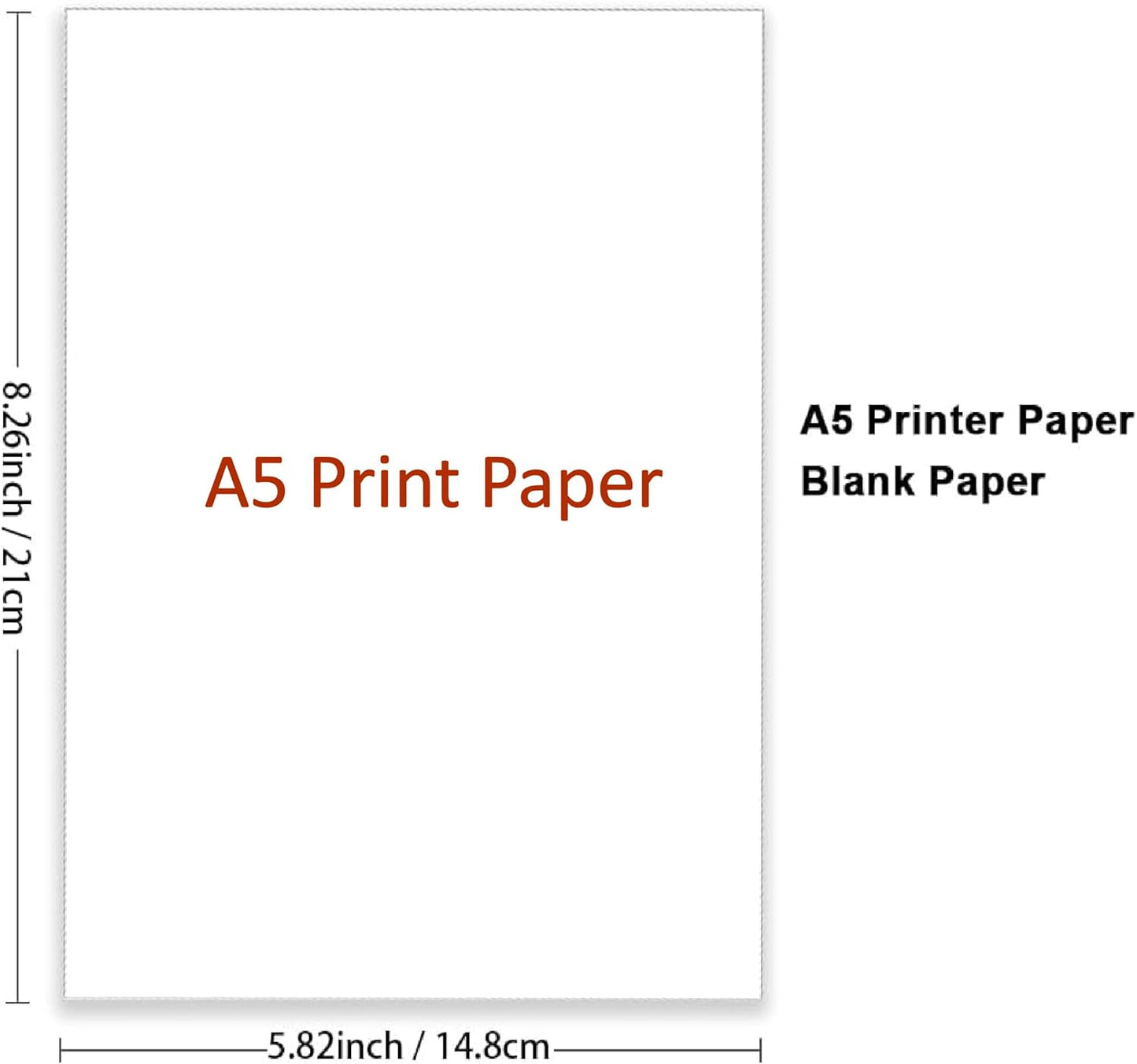 A5 Printer Paper - 100 Sheets, A5 Premium Bright White Paper, 28lb Bond / 70lb Text (105 gsm) Bright White Paper – Great for Copy, Printing, Writing, 5.83" x 8.27" (148 x 210 mm)