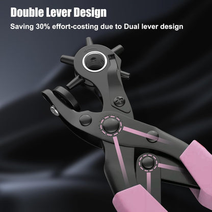 Diyife Professional Leather Hole Puncher, Full Set Punch Tool Kits for Belt, Watch Band, Shoe, Crafting, Handbag Straps, Fabric, with Extra Punch Plates and Ruler, Multi Hole Sizes Make - Blue