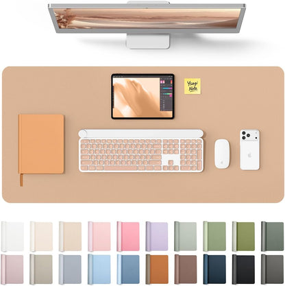YSAGi Leather Desk Pad Protector, Office Desk Mat, Large Mouse Pad, Non-Slip PU Leather Desk Blotter, Waterproof Laptop Desk Writing Pad for Office and Home (23.6" x 13.8", Eggshell) - Colors B