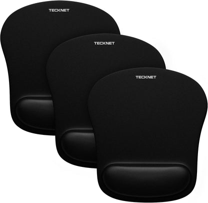 TECKNET Mouse Pad with Wrist Support, Ergonomic Gaming Mouse Pad Pain Relief, Portable Comfortable Mousepad for Computer, Laptop, Office, Home and Travel, Non-Slip Base, Waterproof Surface, Black