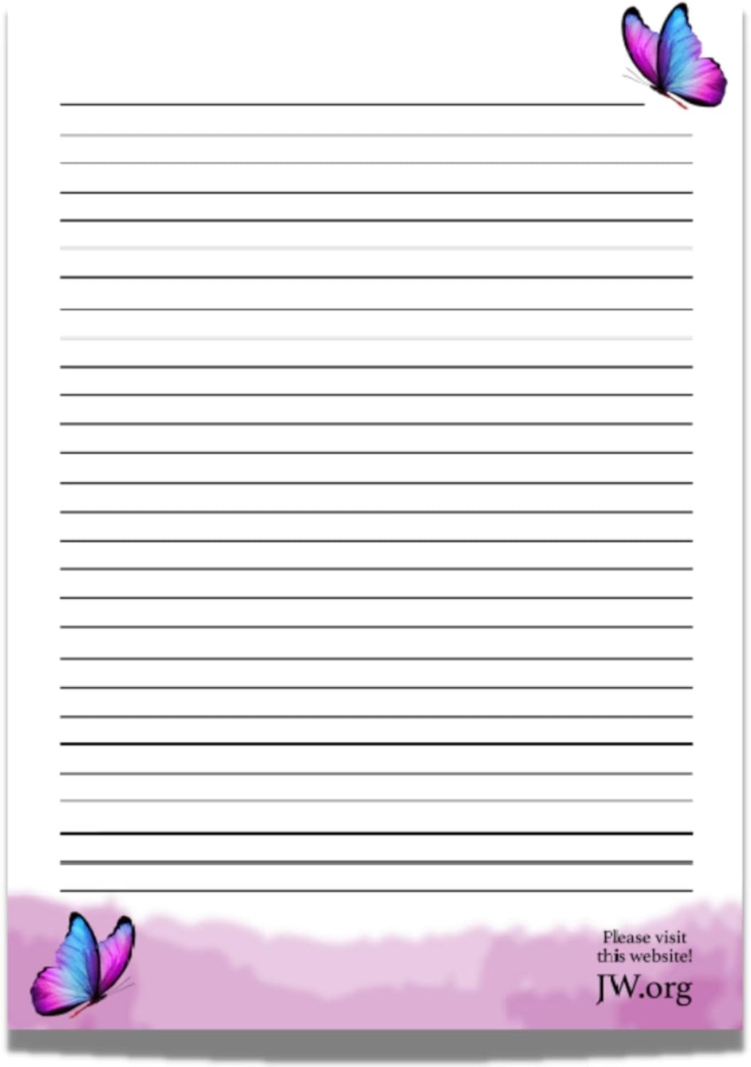 JW Letter Writing A4 Pad Stationery Paper Lined Gift Notepad Writing Sheets (Pink Rose)