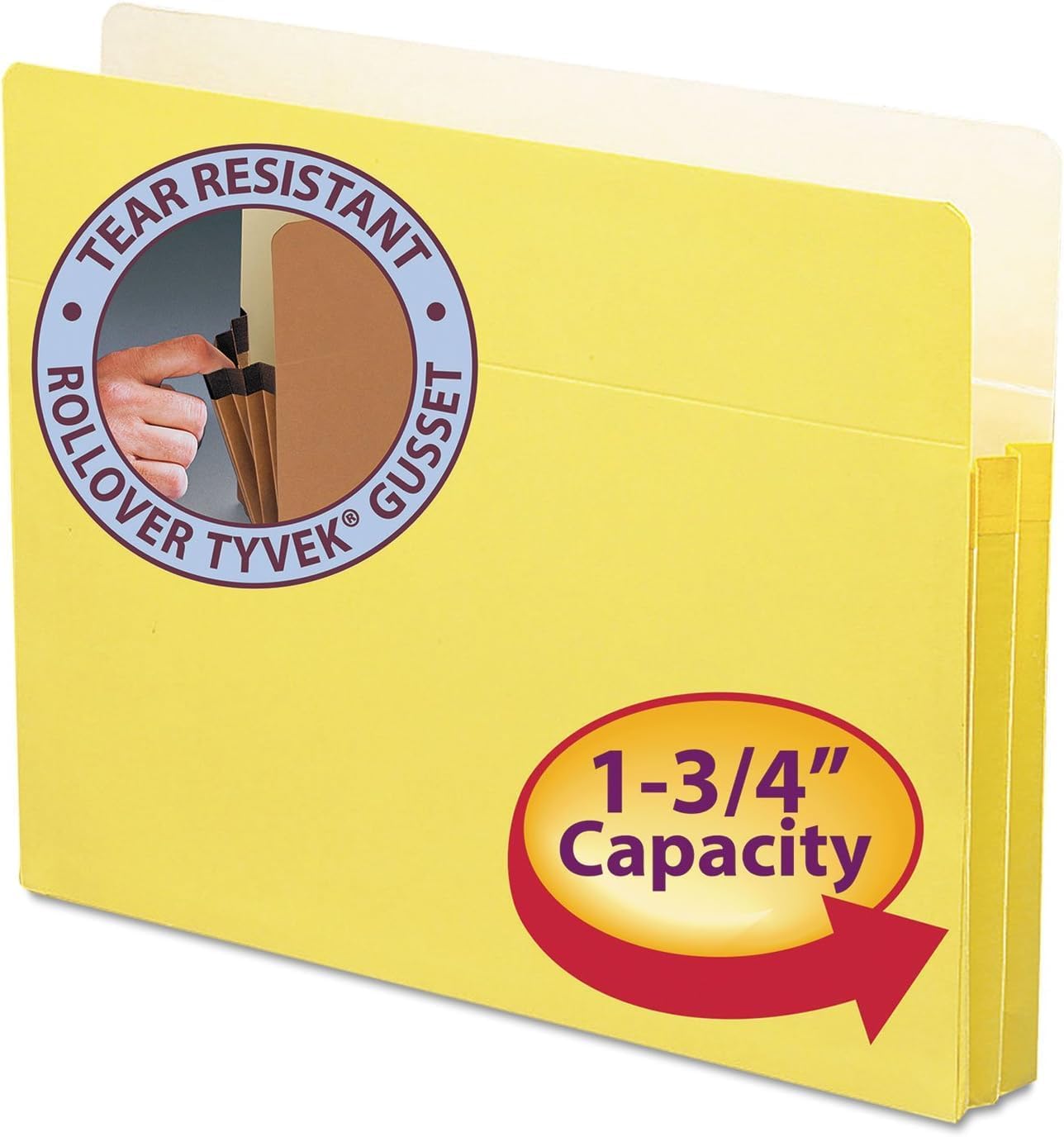 Smead File Pocket, Straight-Cut Tab, 1-3/4" Expansion, Letter Size, Redrope, 25 per Box (73214)