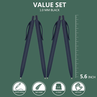 Deegtran 100 Pack No Bleed Black Barrel Click Pens, Wholesale Retractable Ballpoint, Medium Point, Smooth Ink, 1.0MM Black Ink