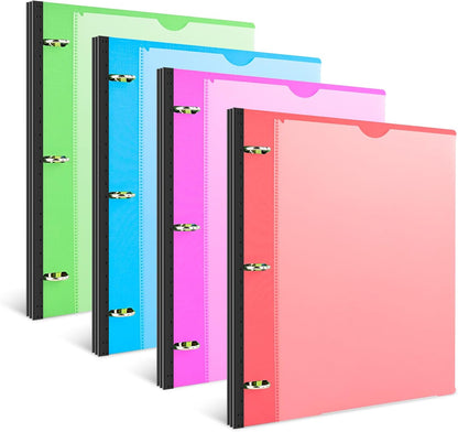 INFUN Telescoping 3 Ring Binder - 4PCS, Portable Plastic 3 Ring Binder with Telescoping Spine, Binders with Foldable Front Cover Holds 8.5"x11" Paper for School, Office, Homes