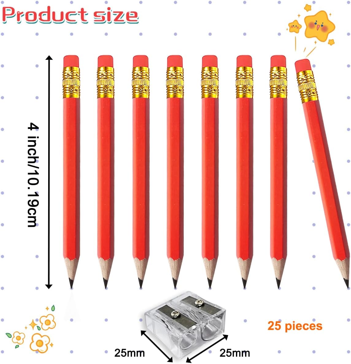 Adhere 25pcs Golf Pencils with Eraser Pre sharpened Hexagon half Wooden Pencils Graphite 2B for Golf Event Scoring,Classroom,Wedding,Company Meetings,Pew, Pocket (Nature)