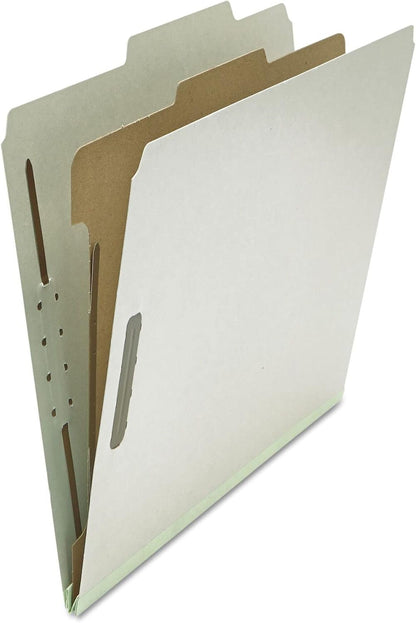 Universal 10252 Pressboard Classification Folder, Letter, Four-Section, Gray, 10/Box