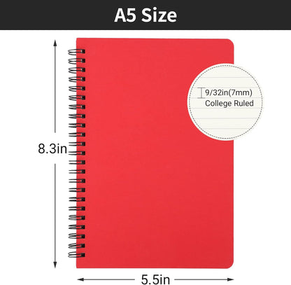 EUSOAR Spiral Notebook, A5 12packs 5.5"X8.3" 120 Pages Lined Travel Writing Notebooks Journal, Memo Notepad Sketchbook, Students College Office Business Subject Diary Ruled Book Journal-Black Cover