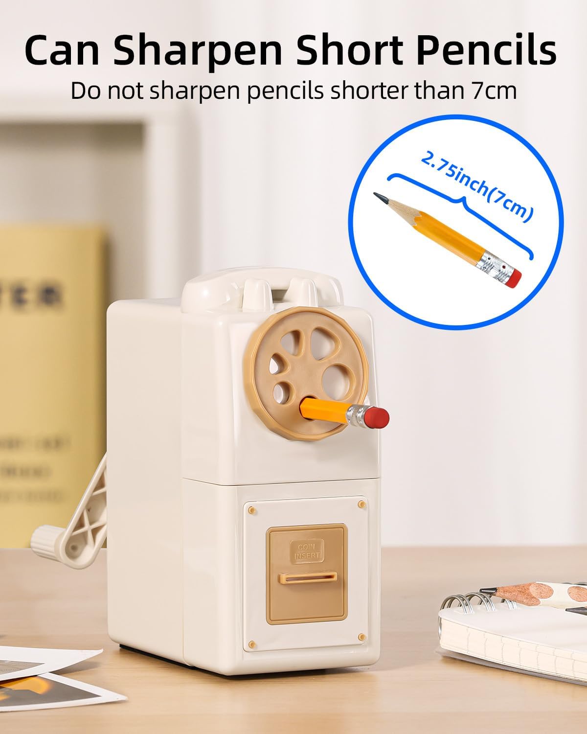 ZMOL Manual Hand Crank Pencil Sharpener - Heavy Duty Desktop Pencil Sharpener for Colored Pencils, Children's Classroom & Professional Use