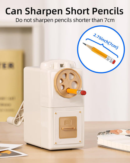 ZMOL Manual Hand Crank Pencil Sharpener - Heavy Duty Desktop Pencil Sharpener for Colored Pencils, Children's Classroom & Professional Use