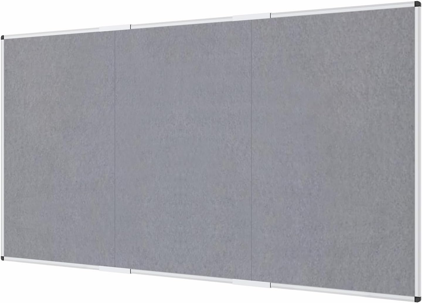 VIZ-PRO Large Fabric Bulletin Board/Foldable Notice Board Felt Gray, 60 X 48 Inches, Silver Aluminium Frame