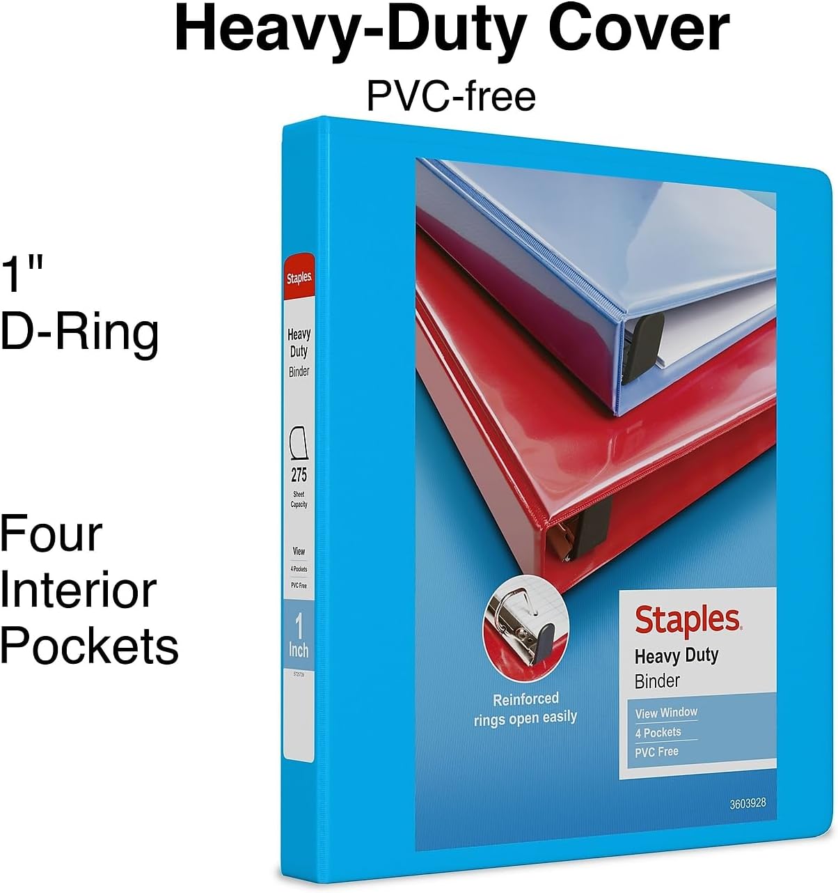 Staples Heavy-Duty 2-Inch D-Ring View Binder, Reinforced Spine, Holds Up to 450 Sheets, Gray, for Office & School