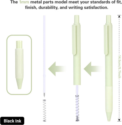 Drawdart 14-Pack Ballpoint Pens, Medium 1.0mm Black Ink Cute Pen with Super Soft Grip, Retractable - For Smooth Writing, Note Taking and Journaling, Office & School Supplies